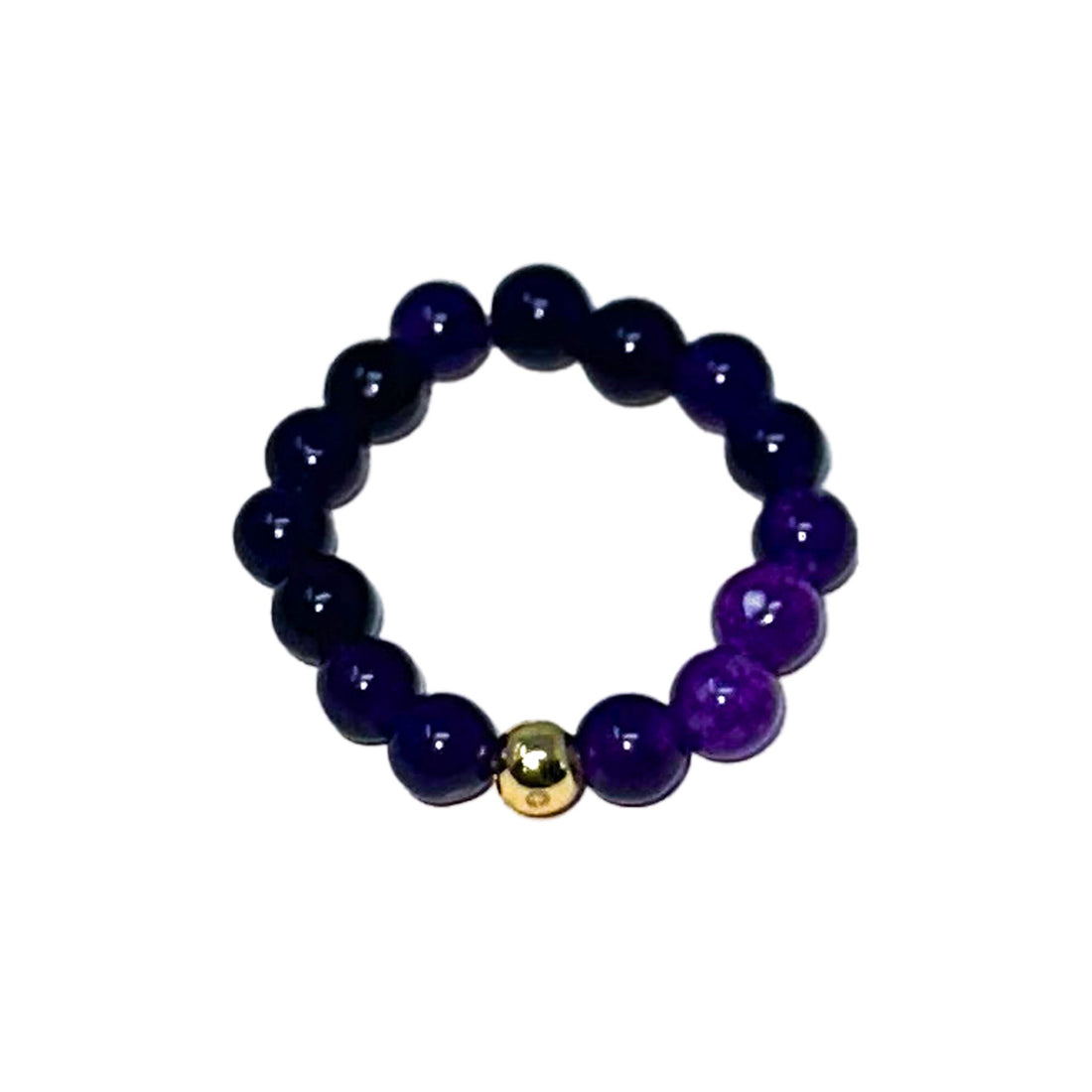 Adjustable Ring - Gemstone Beaded Ring -Crystal Whse Purple 