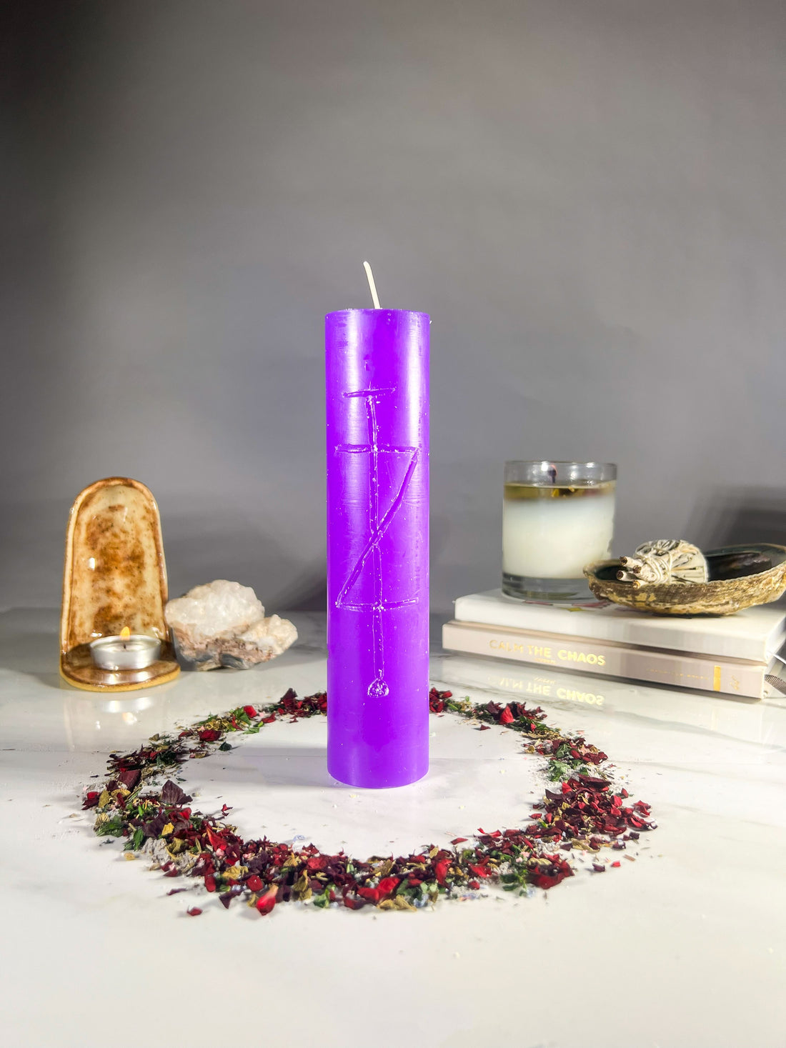 EMPOWERMENT - PURPLE - Spellcasting Pillar Candle for Symbol Carving & Herb Rolling Candle -Pillar V380 