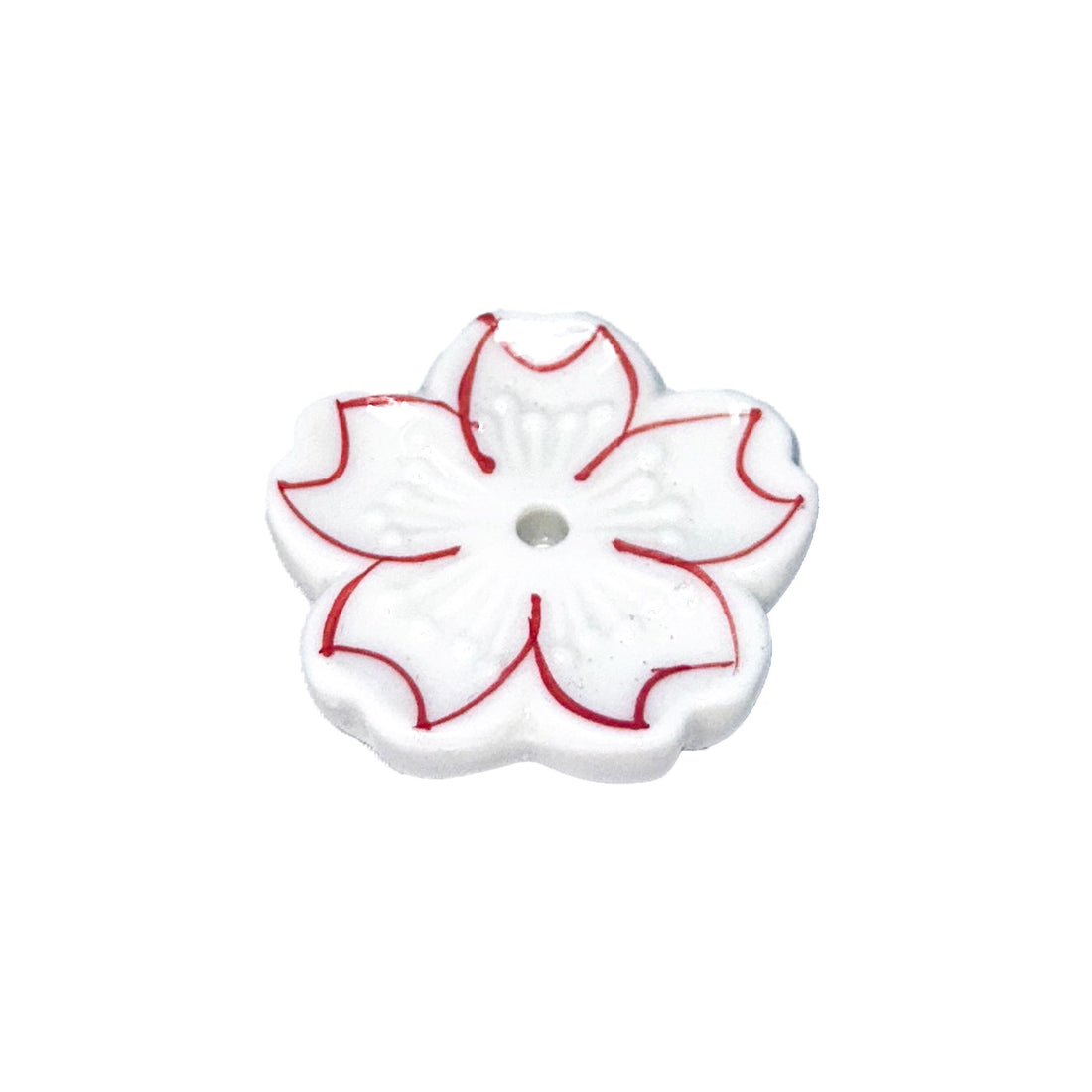 Ceramic Flower Incense Burner Incense & Holders -Incense Whse White & Red 