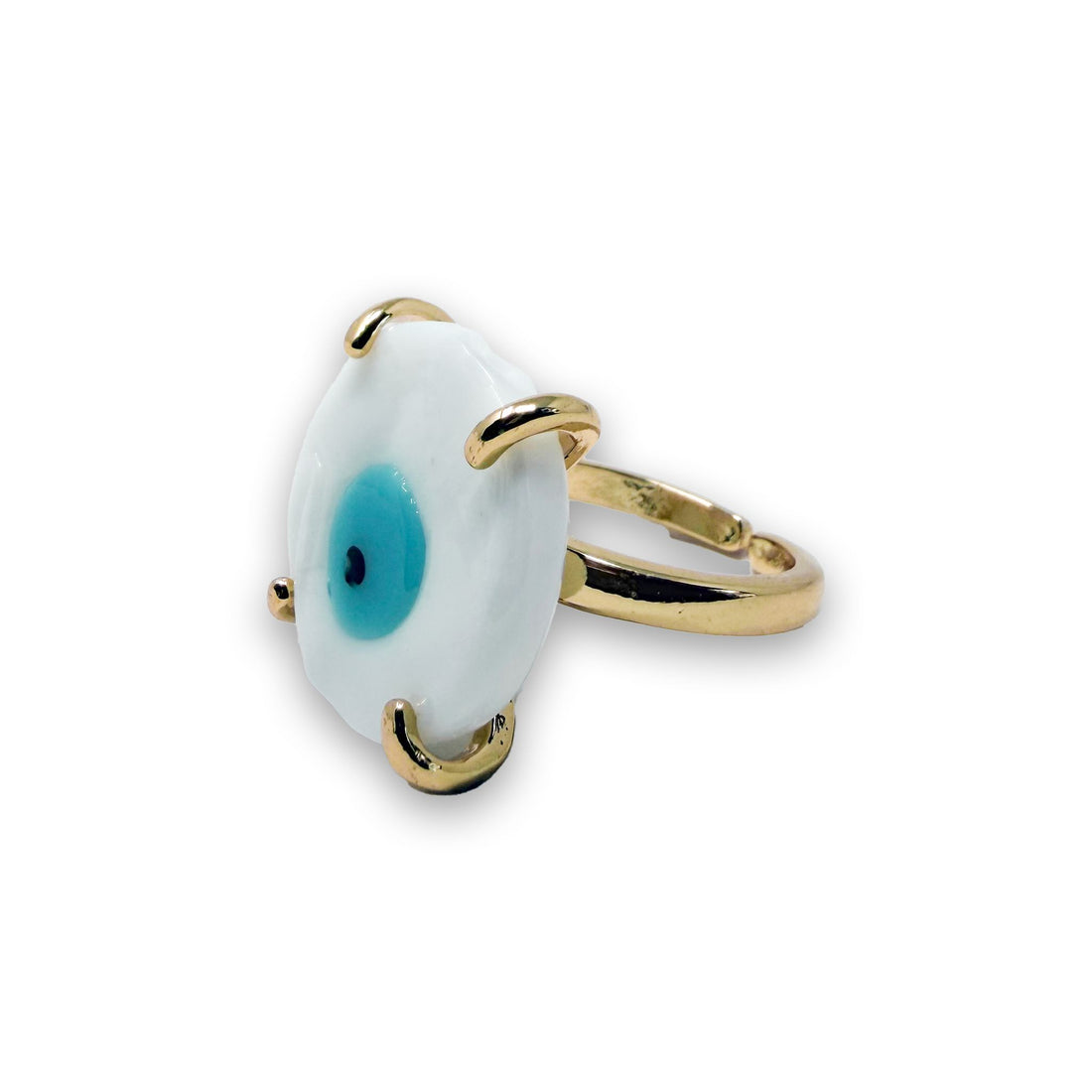 Evil Eye Round Glass Adjustable Ring Ring -Crystal Whse 