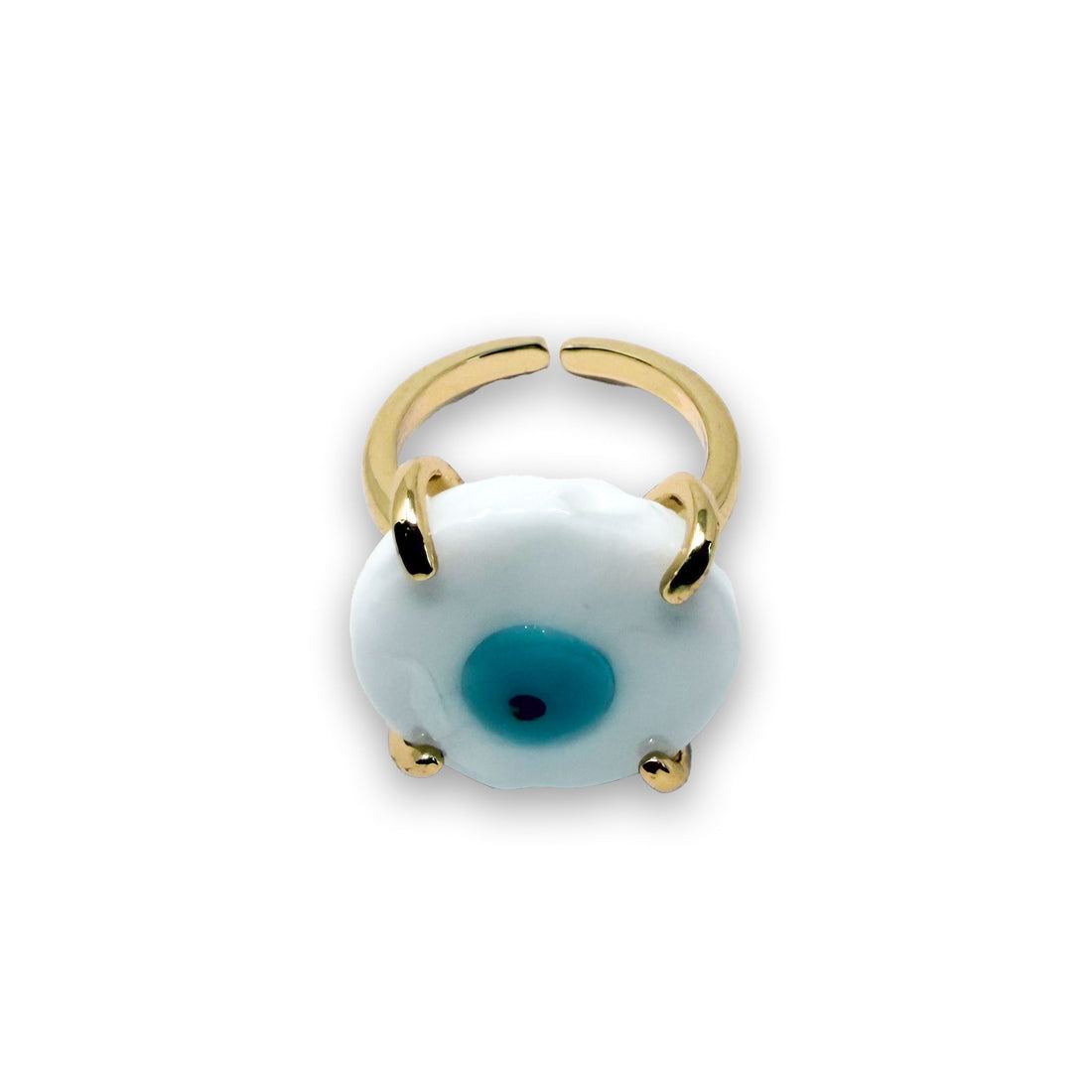 Evil Eye Round Glass Adjustable Ring Ring -Crystal Whse 