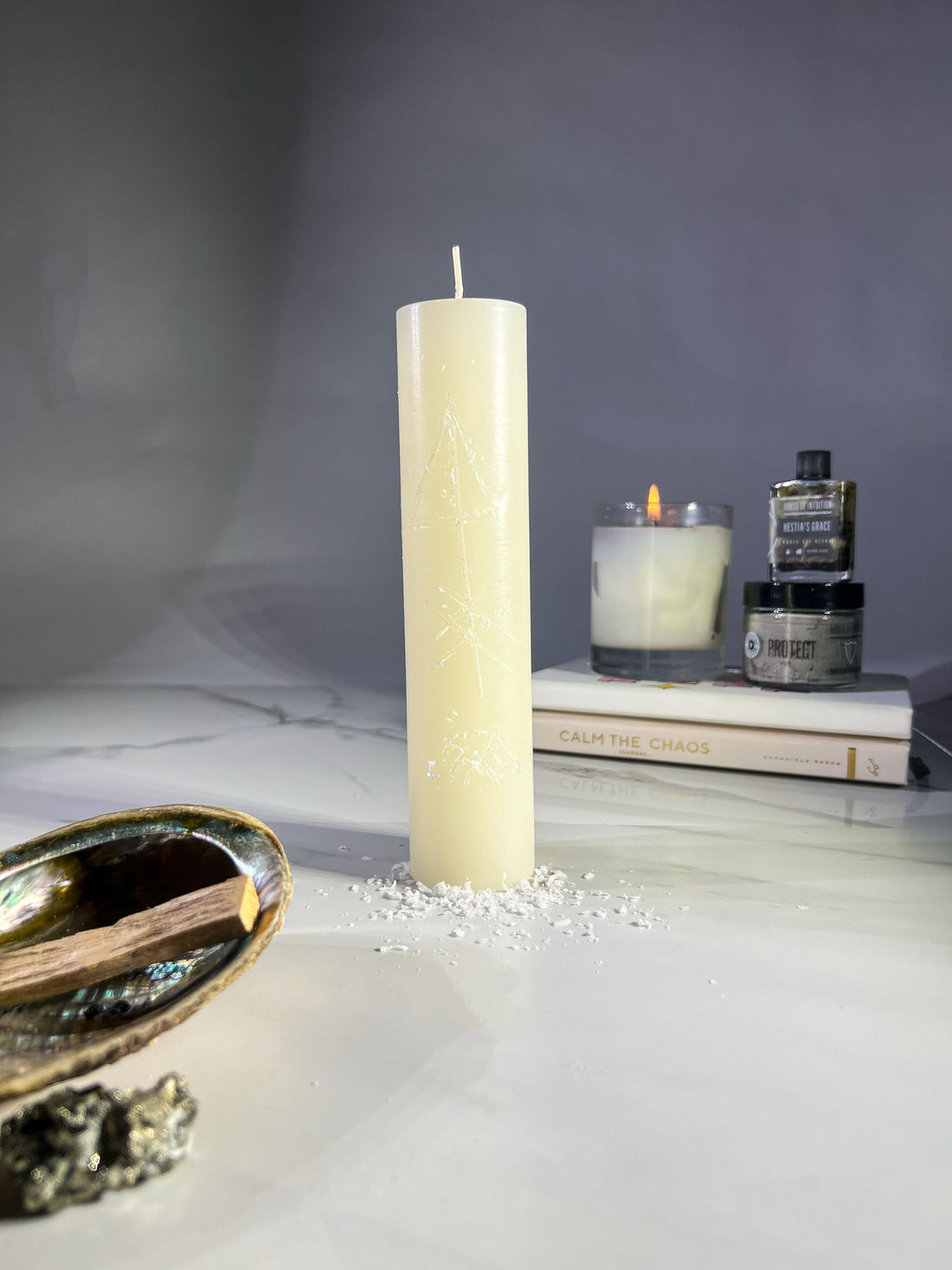 HEALING - WHITE - Spellcasting Pillar Candle for Symbol Carving & Herb Rolling Candle -Pillar V380 