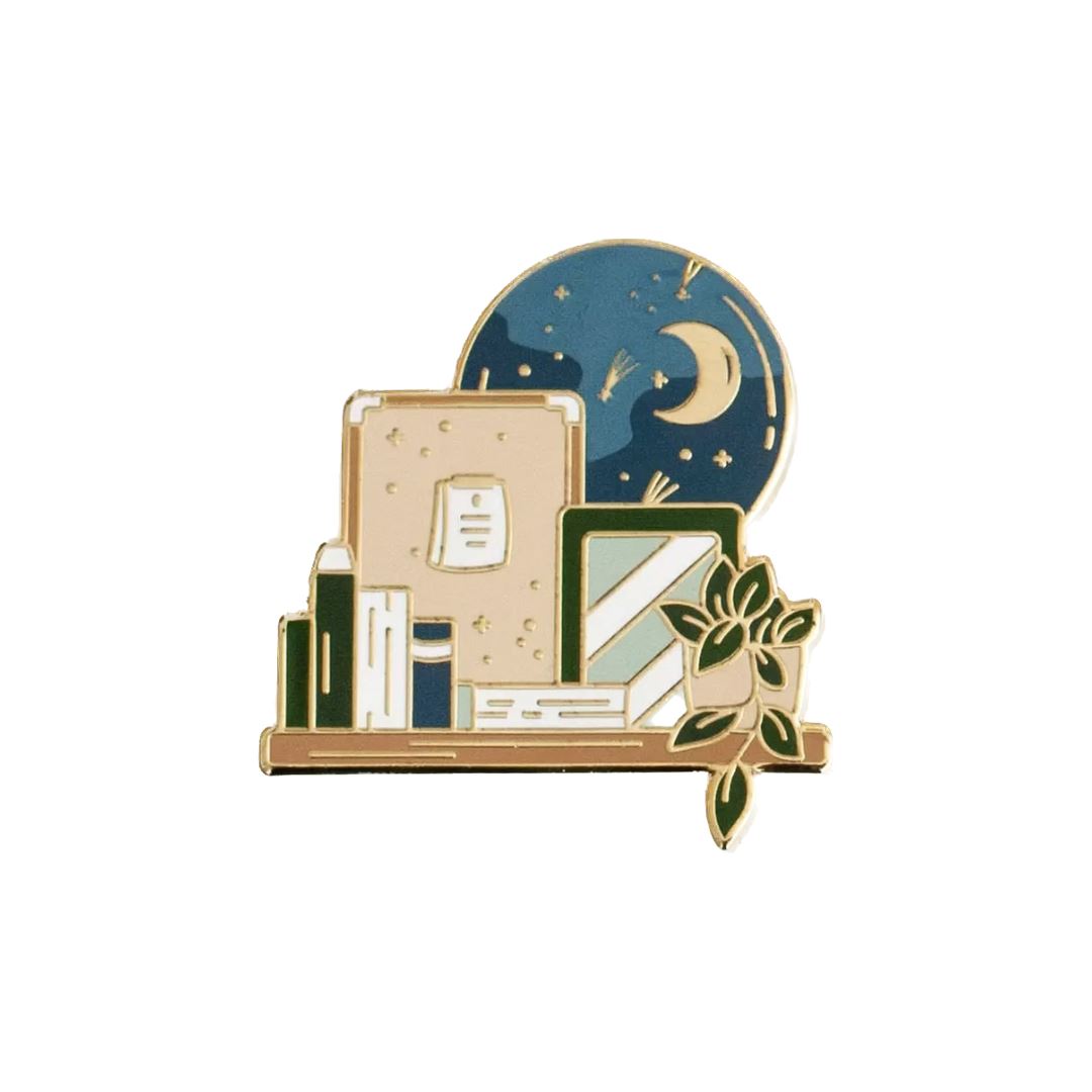 Goodnight Bookshelf Enamel Pin Enamel Pin House of Intuition 