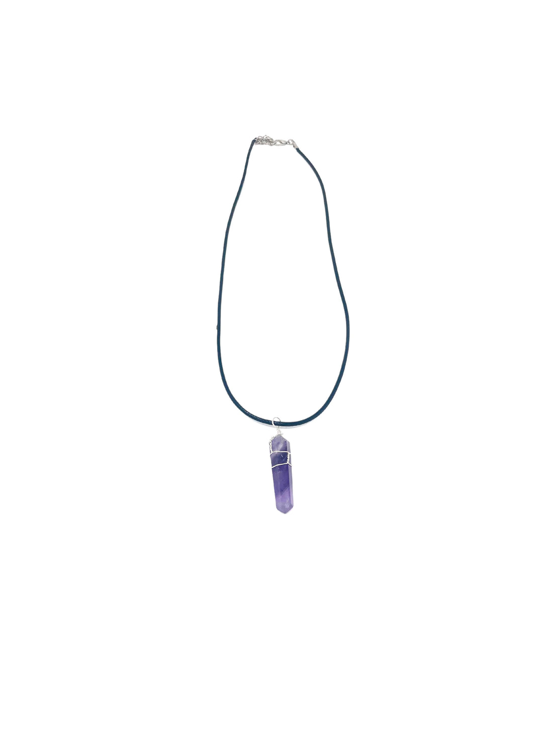 Crystal Pendant Cord Necklace (Amethyst or Quartz) Necklaces Crystals 