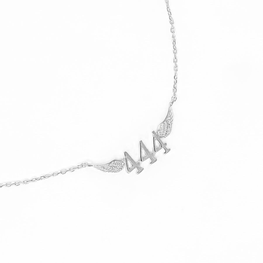 444 Angel Number Necklace (Silver) Necklaces Crystals 