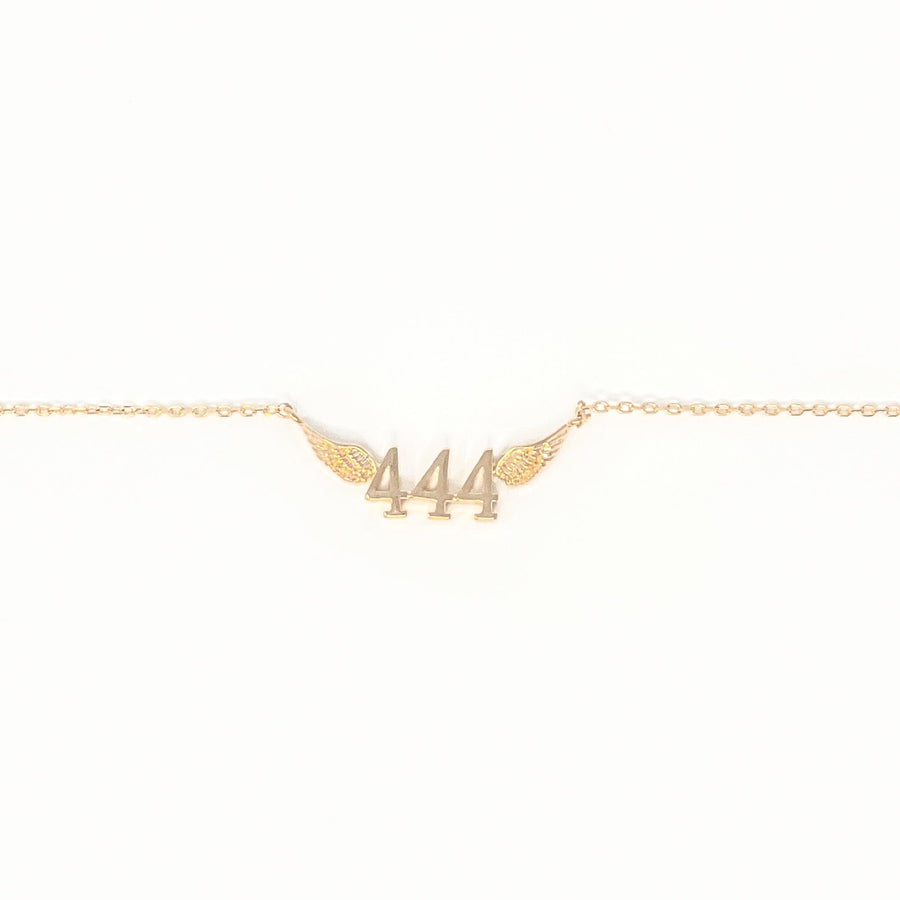 444 Angel Number Necklace (Gold) Necklaces Crystals 