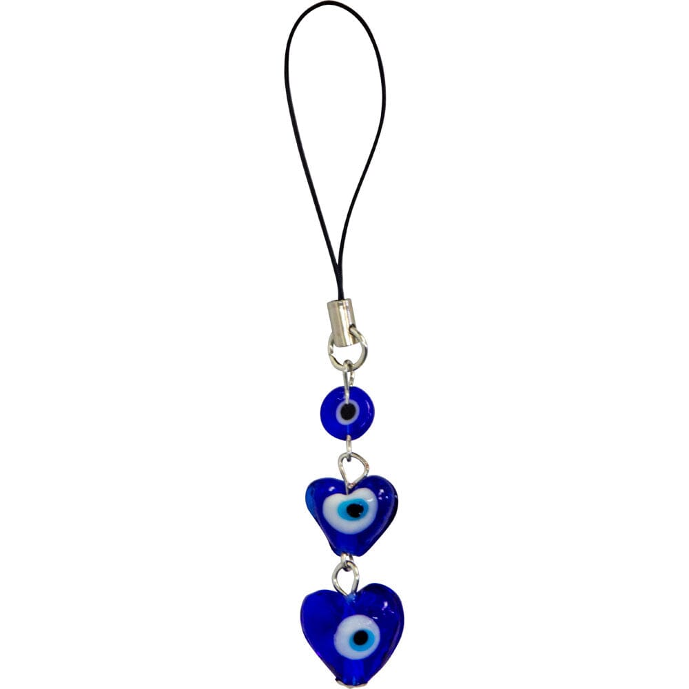 Triple Heart Evil Eye Phone Charm keychain House of Intuition 