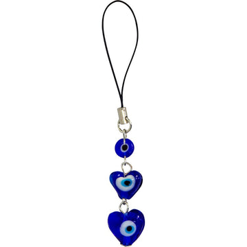 Triple Heart Evil Eye Phone Charm keychain House of Intuition 