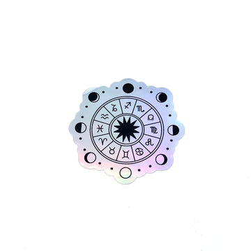 Zodiac Wheel Holographic Sticker Paintings & Art Pieces House of Intuition 