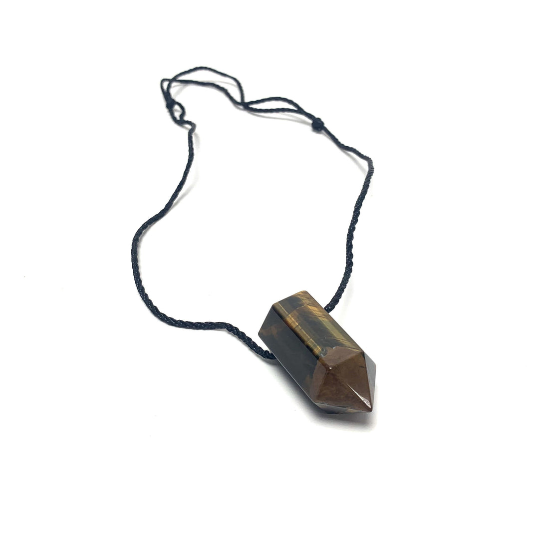 Tiger's Eye Nylon Cord Necklace Necklaces Crystals B. $18.00 (Polished Point) 