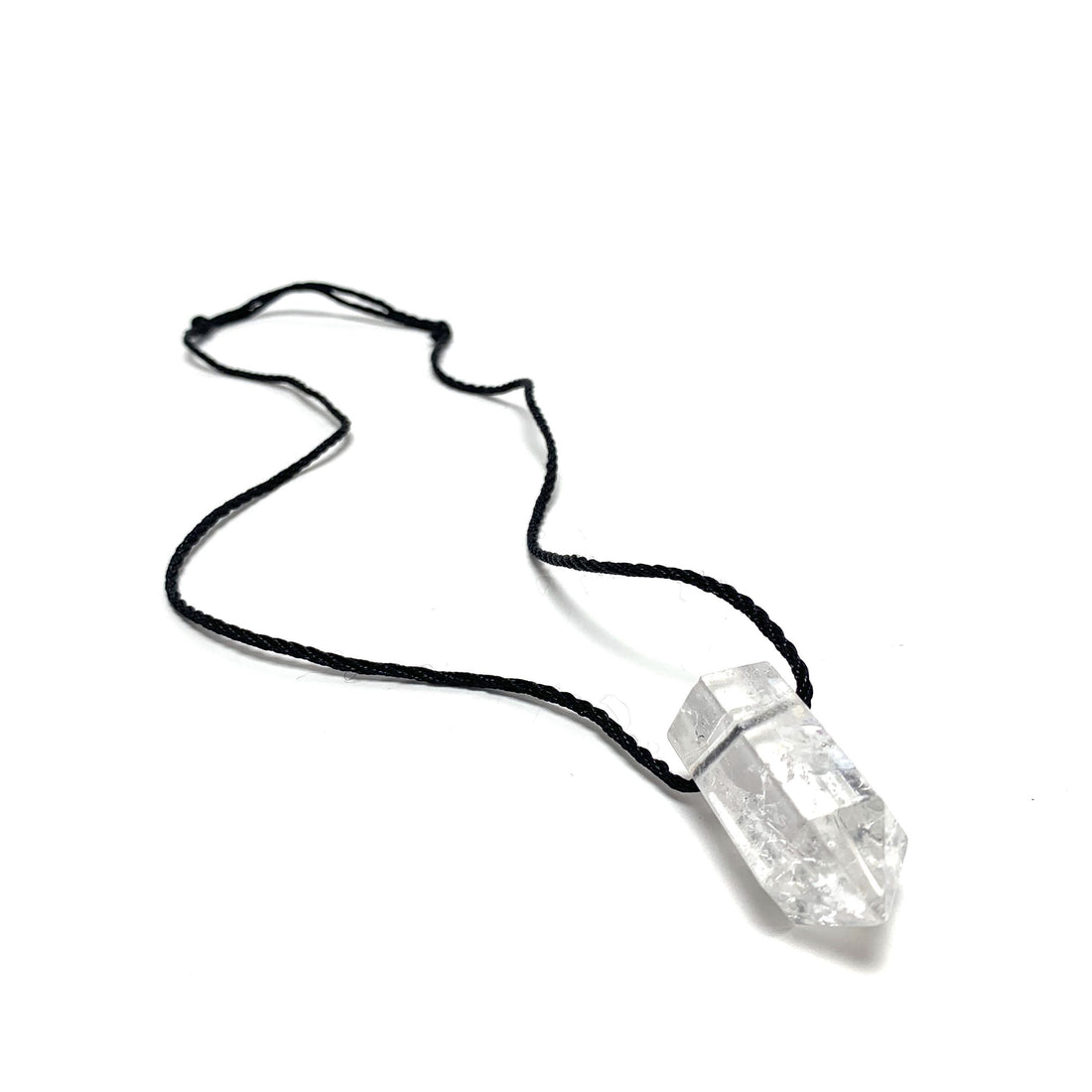 Clear Quartz Nylon Cord Necklace Necklaces Crystals A. $22.00 Polished Point 