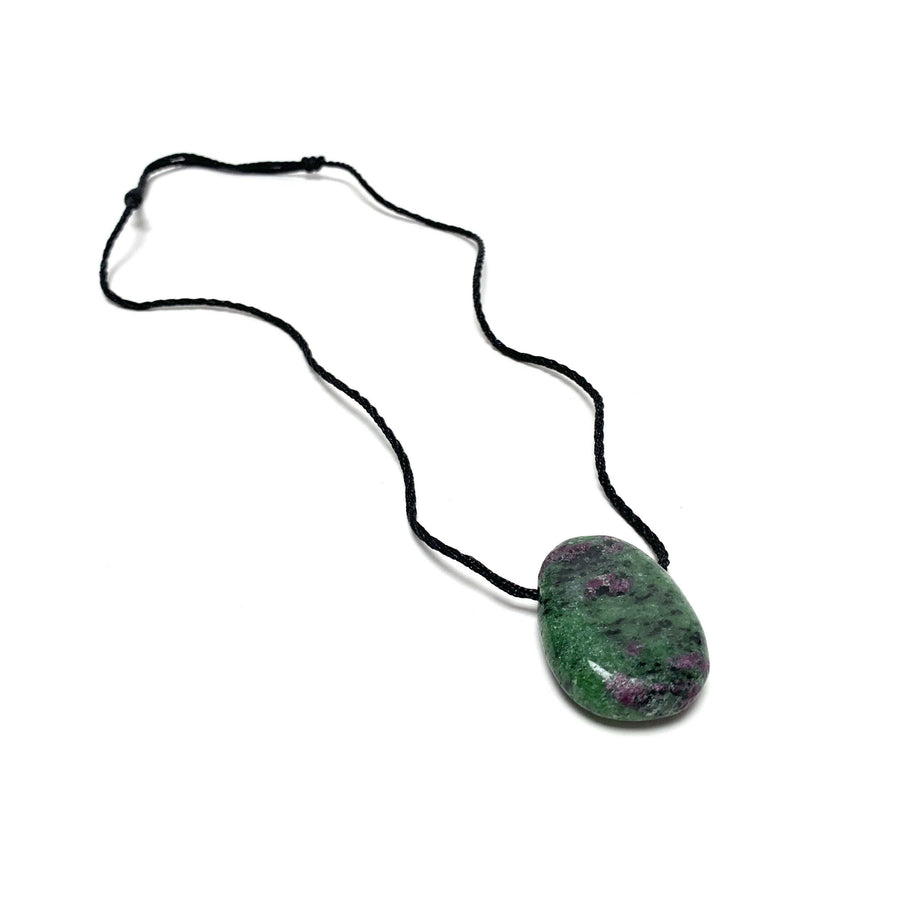 Ruby Zoisite Nylon Cord Necklace Necklaces Crystals A. $22.00 