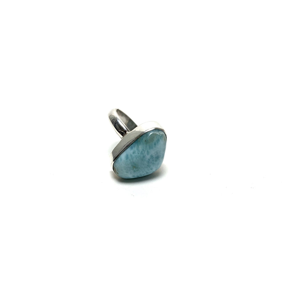 Larimar Silver Ring Rings Crystals F. $60.00 Size 7 