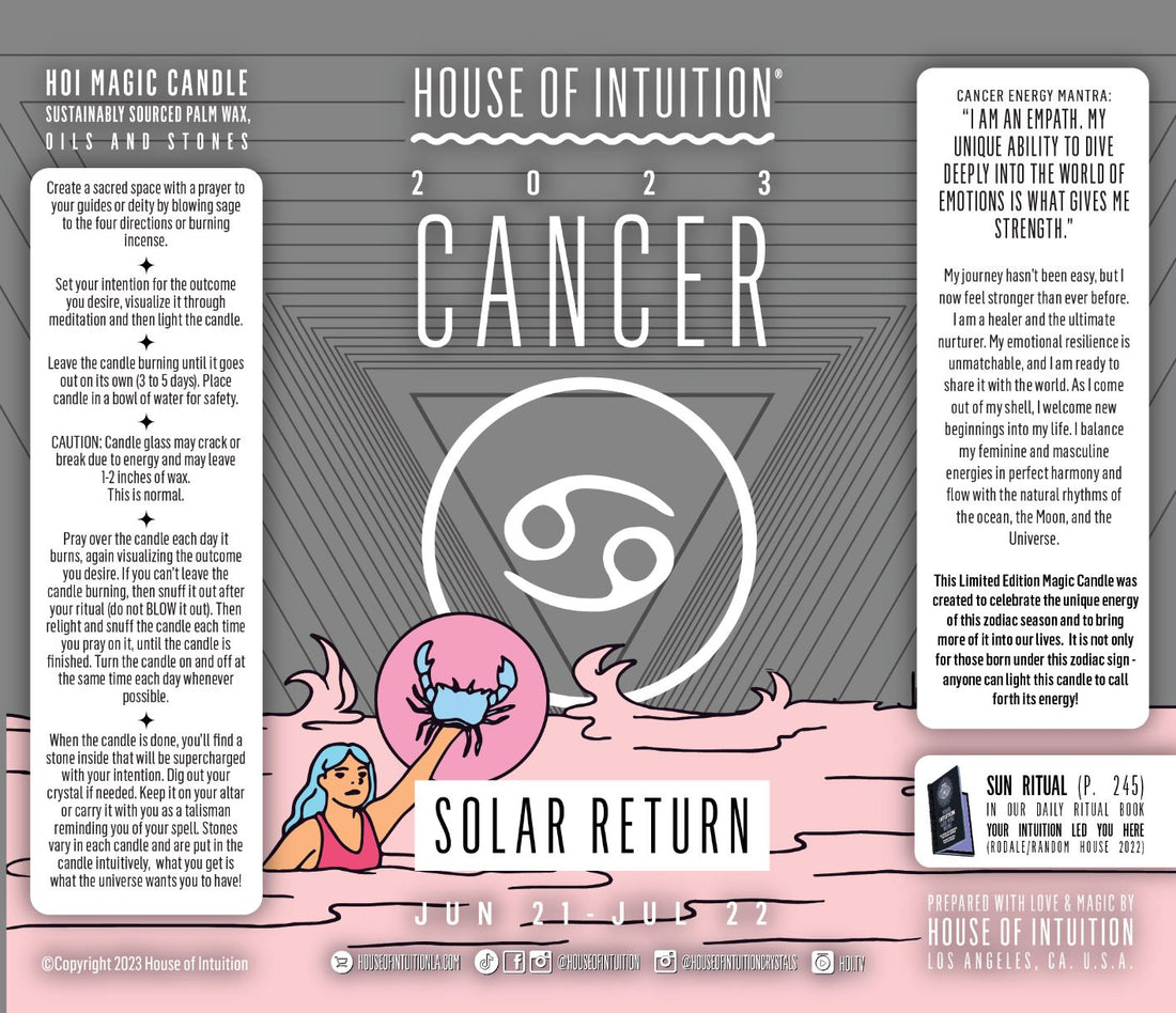 2023 Cancer Solar Return Magic Candle | June 21 - July 22 (Limited Edition) Happy Birthday Candle House of Intuition 