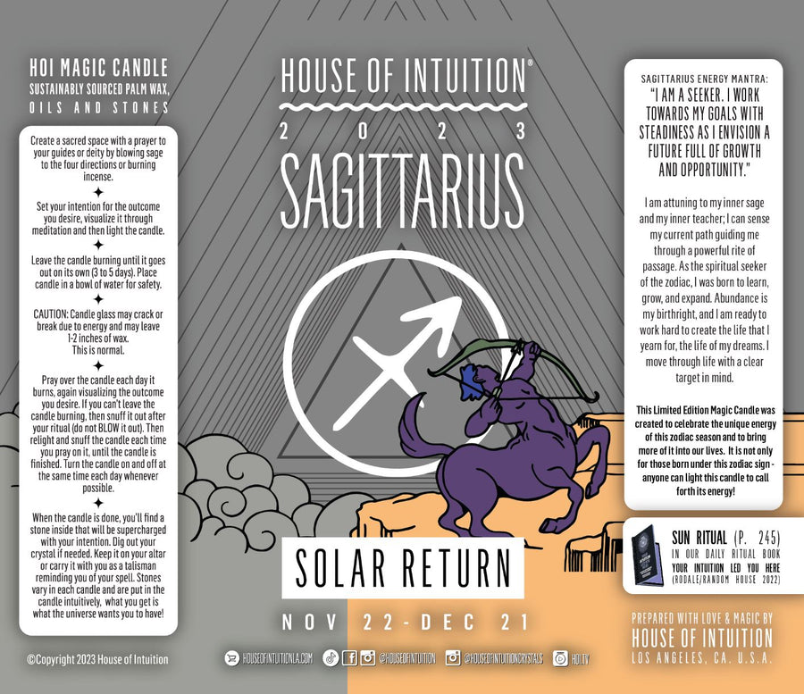 2023 Sagittarius Solar Return Magic Candle | November 22 - December 21 (Limited Edition) Happy Birthday Candle House of Intuition 