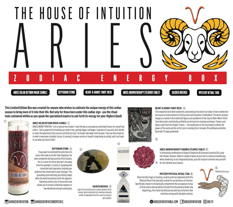 2023 Aries Zodiac Energy Box (Limited Edition - $100 Value) Birthday Boxes House of Intuition 