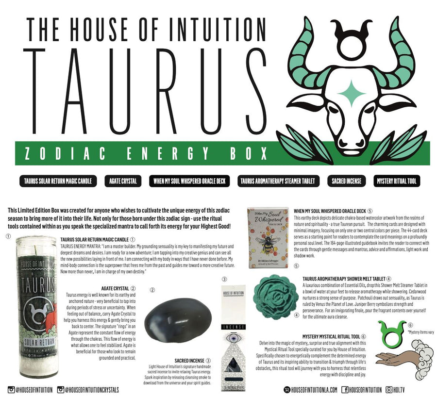 2023 Taurus Zodiac Energy Box (Limited Edition - $96 Value) Birthday Boxes House of Intuition 